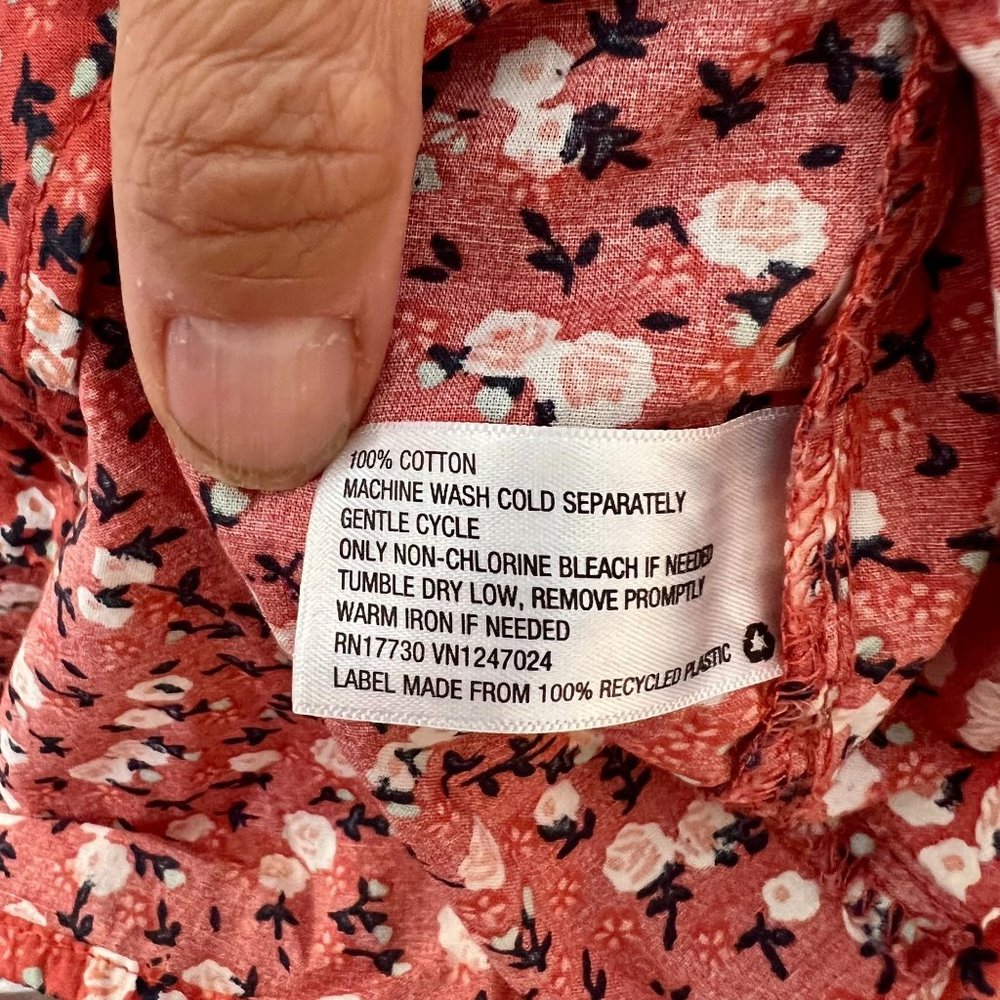 Universal Thread Red Floral Print Tie Neck Short Sleeve Top Women's Size Small S - Picture 6 of 7